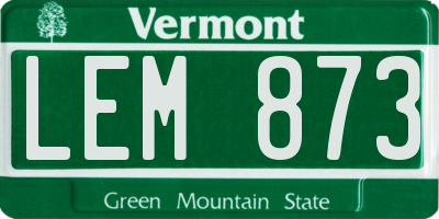 VT license plate LEM873
