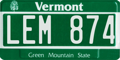 VT license plate LEM874