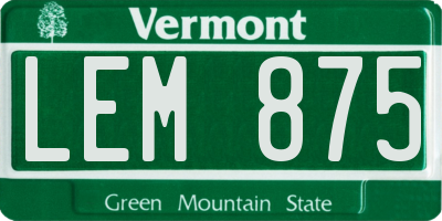 VT license plate LEM875