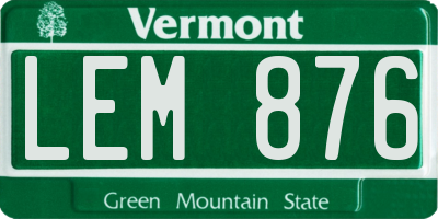 VT license plate LEM876