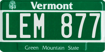 VT license plate LEM877