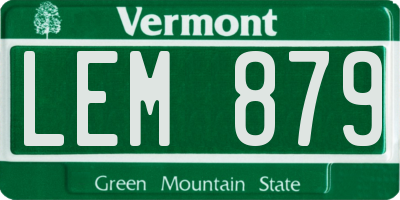 VT license plate LEM879