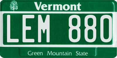 VT license plate LEM880