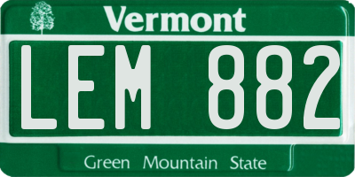 VT license plate LEM882