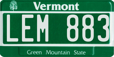 VT license plate LEM883