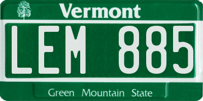 VT license plate LEM885