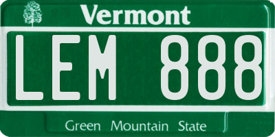 VT license plate LEM888