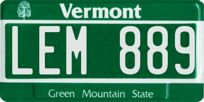VT license plate LEM889