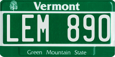 VT license plate LEM890