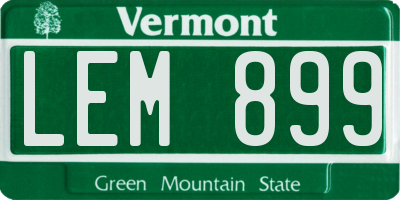 VT license plate LEM899