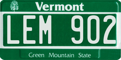 VT license plate LEM902