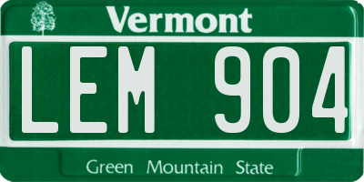 VT license plate LEM904