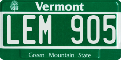 VT license plate LEM905