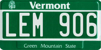 VT license plate LEM906