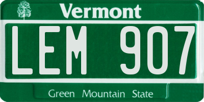 VT license plate LEM907