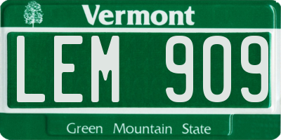 VT license plate LEM909