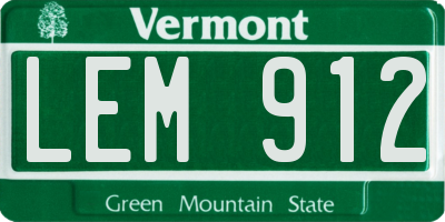 VT license plate LEM912