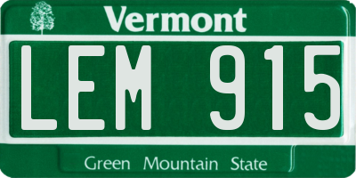 VT license plate LEM915