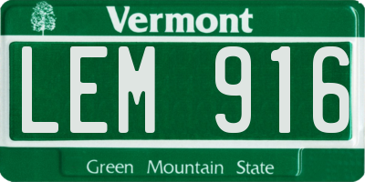 VT license plate LEM916