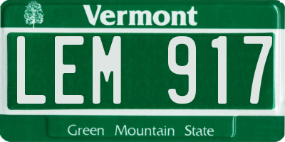 VT license plate LEM917