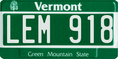 VT license plate LEM918