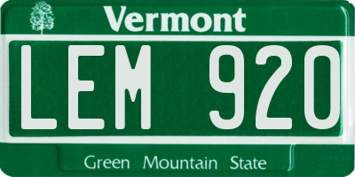 VT license plate LEM920