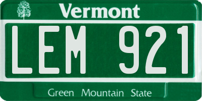 VT license plate LEM921