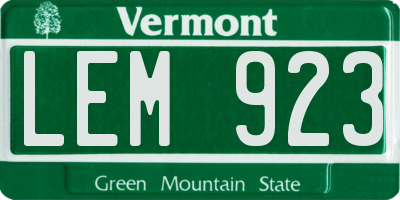 VT license plate LEM923