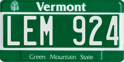 VT license plate LEM924