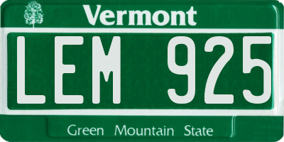 VT license plate LEM925