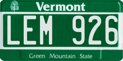 VT license plate LEM926