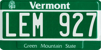 VT license plate LEM927