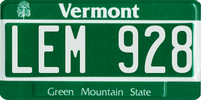 VT license plate LEM928