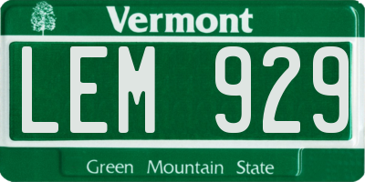 VT license plate LEM929