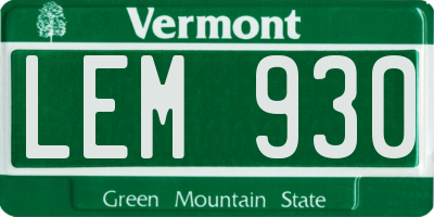 VT license plate LEM930