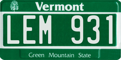 VT license plate LEM931