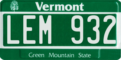 VT license plate LEM932