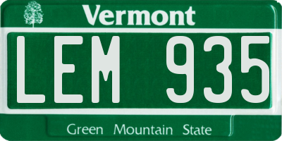 VT license plate LEM935