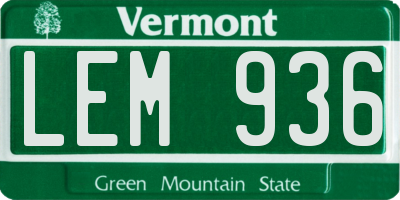 VT license plate LEM936