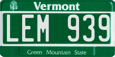 VT license plate LEM939