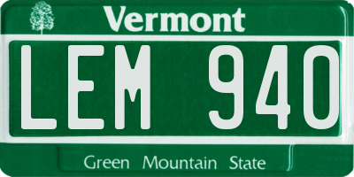 VT license plate LEM940