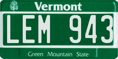 VT license plate LEM943