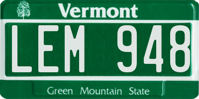 VT license plate LEM948