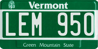 VT license plate LEM950