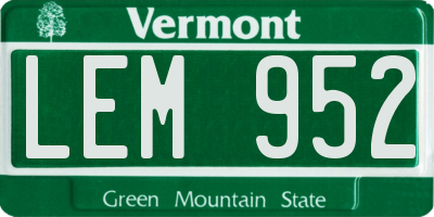 VT license plate LEM952
