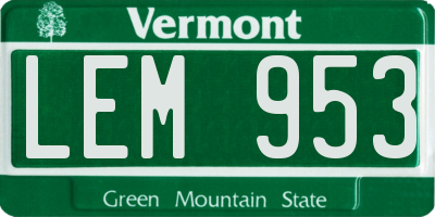 VT license plate LEM953