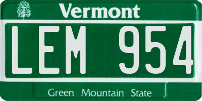 VT license plate LEM954