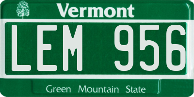 VT license plate LEM956