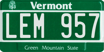 VT license plate LEM957