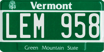 VT license plate LEM958